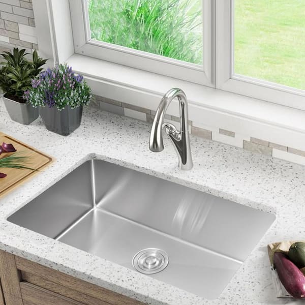 Satico Amuring Stainless steel 32 in. Single Bowl Undermount Handmade Kitchen Sink without Workstation