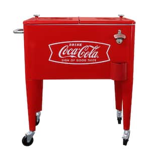 Coca-Cola 60 Qt Fishtail Logo Rolling Chest Cooler