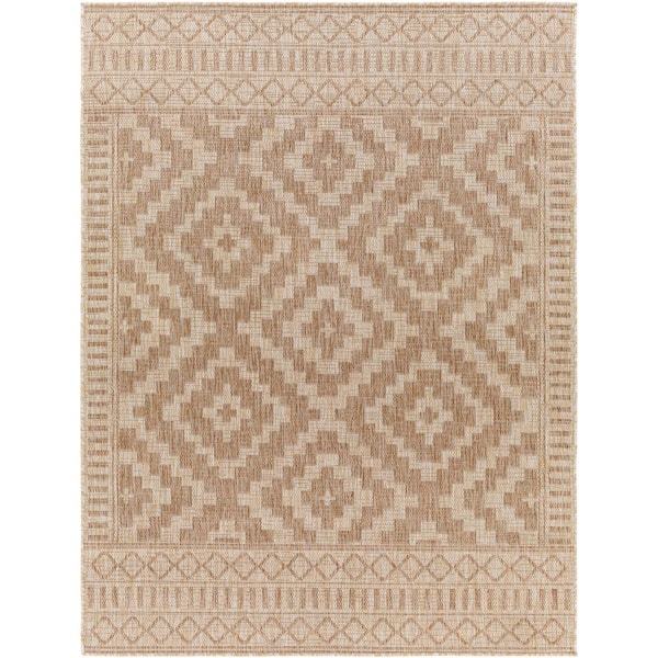 Livabliss Palo Brown 5 ft. x 7 ft. Global Indoor/Outdoor Area Rug