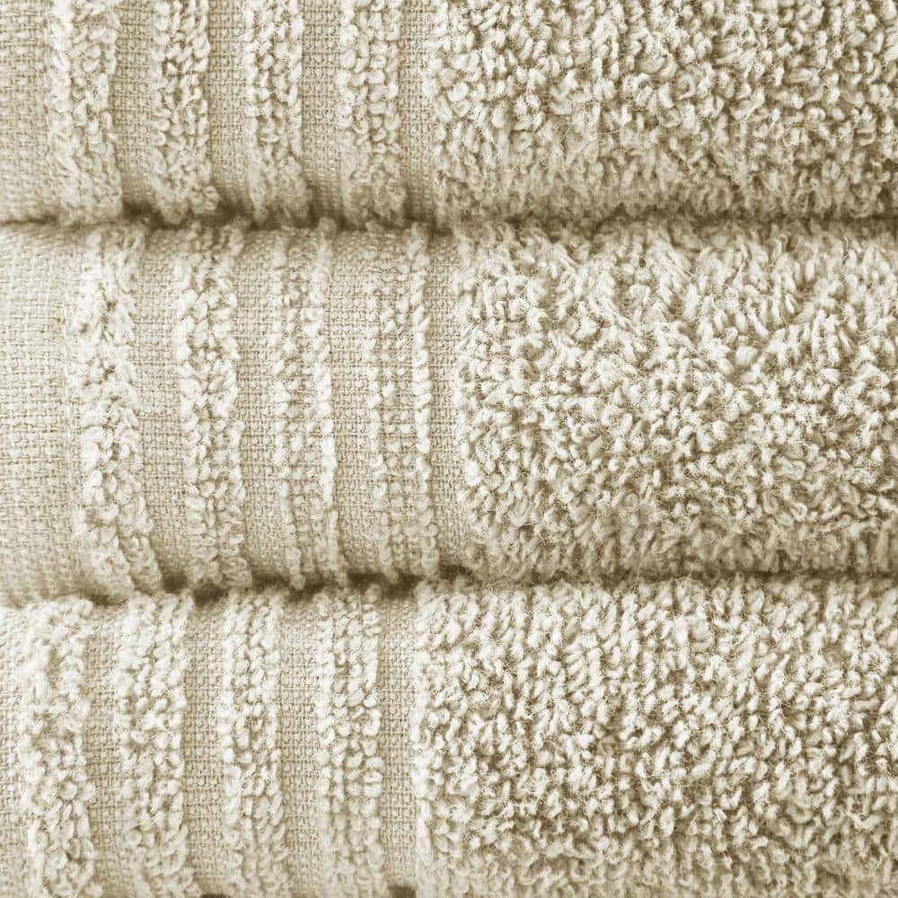 12-Piece Beige Cotton Quick-Dry Bath Towel Set