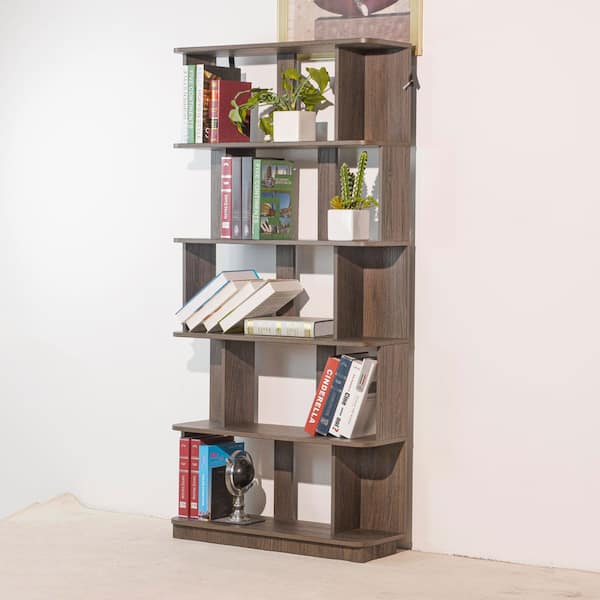 Noble House Fitzroy 64.56 in. Tall Dark Brown Wood 5-Tier