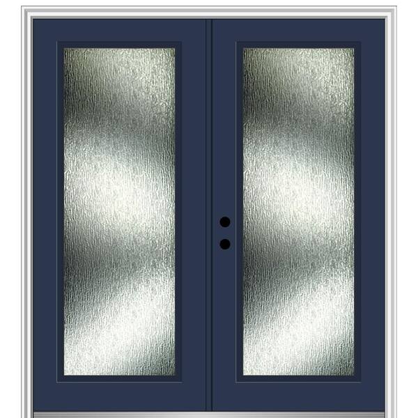 MMI Door Rain Glass 68 in. x 80 in. Right-Hand Inswing Full Lite Painted Naval Prehung Front Door on 4-9/16 in. Frame