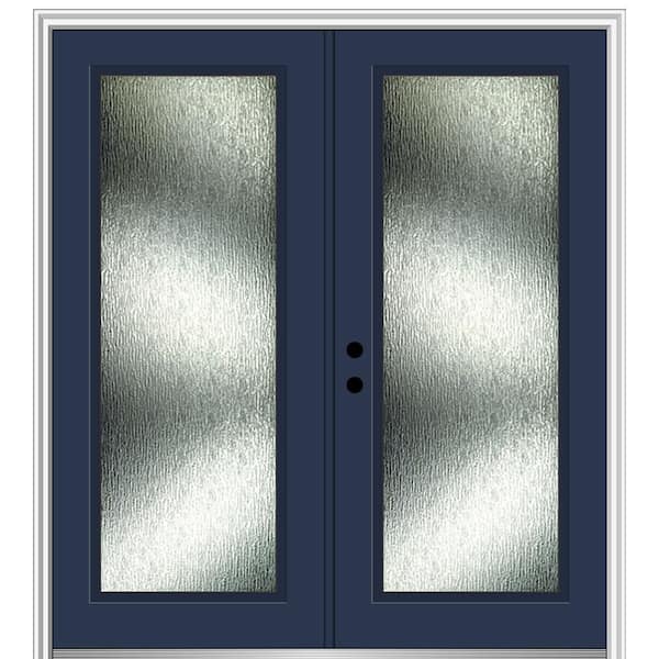 MMI Door Rain Glass 68 in. x 80 in. Right-Hand Inswing Naval Fiberglass Prehung Front Door on 4-9/16 in. Frame
