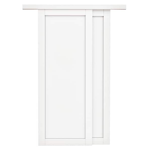 ARK DESIGN 60 in. x 80 in. Paneled 1-Lite White Finished MDF Muti-Design Sliding Door with Hardware