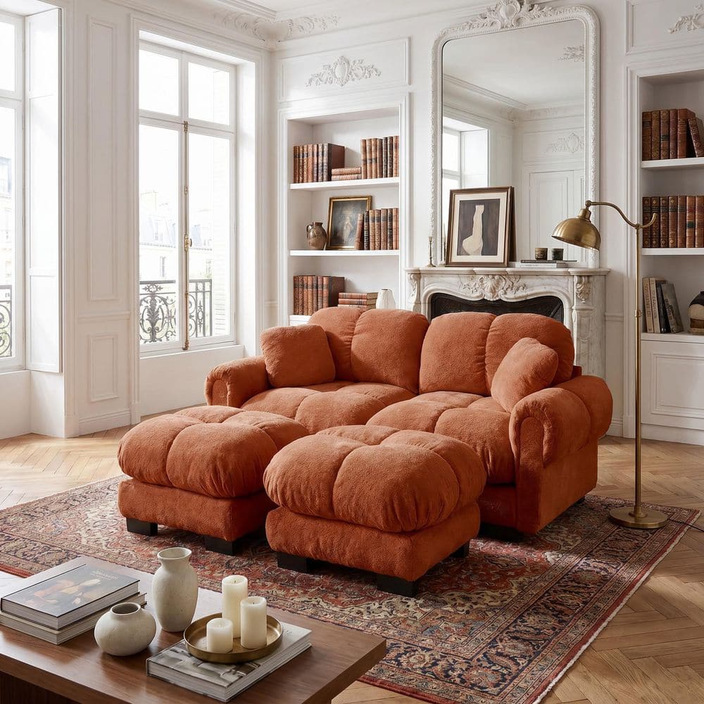 Homy Casa Marlow 76.3 in. Round Arm Chenille Modular Sectional