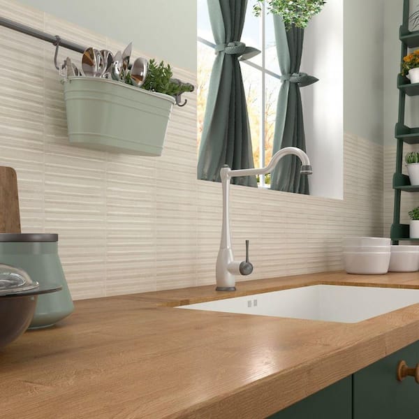 Mawr White 5.9 in. x 0.31 in. Polished Fluted Ceramic Wall Tile Sample