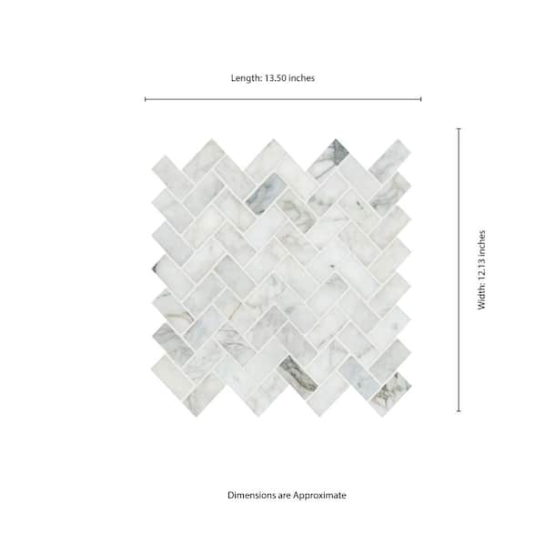 MSI Calacatta Cressa Herringbone 12 in. x 12 in. x 10 mm Honed Marble Mesh-Mounted Mosaic Tile (9.4 sq. ft. / case) MSI Calacatta Cressa Herringbone 12 in. x 12 in. x 10 mm Honed Marble Mesh-Mounted Mosaic Tile (9.4 sq. ft. / case)