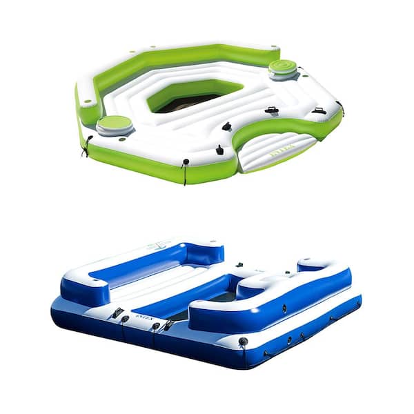 Intex Inflatable Key Largo Island Pool Float with Coolers and Oasis Island Raft