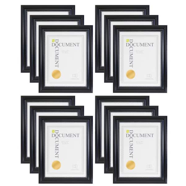 KG Lucy Document Frame - Black with Silver Beading, 8.5" x 11", 12-Pack