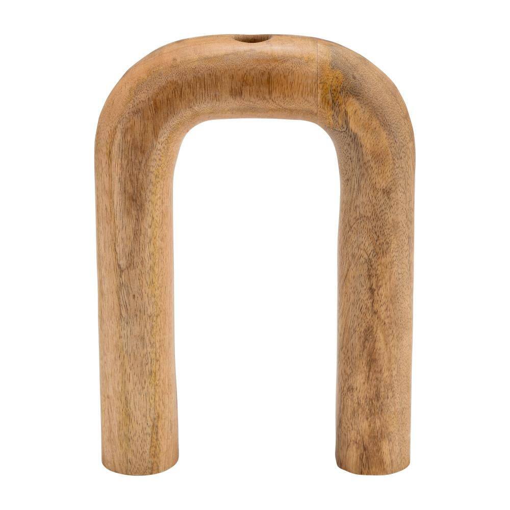 11 in. Brown Mango Wood Geometric Horseshoe Shape Decorative Vase with Minimalist Design price history on PriceWatchPro