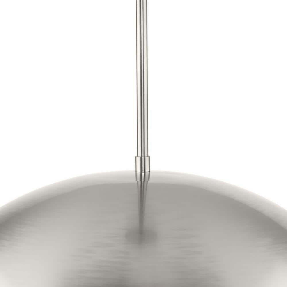 Elegant Brushed Nickel Pendant with White Dome Shade, 23.62"