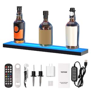 6-Bottles LED Lighted Liquor Bottle Display 24 in. Illuminated Home Bar Shelf 7 Static Colors Wine Rack
