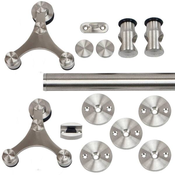 Stainless Glide 96 in. Stainless Steel Triangle Strap Rolling Door Hardware Kit for Wood or Glass Door