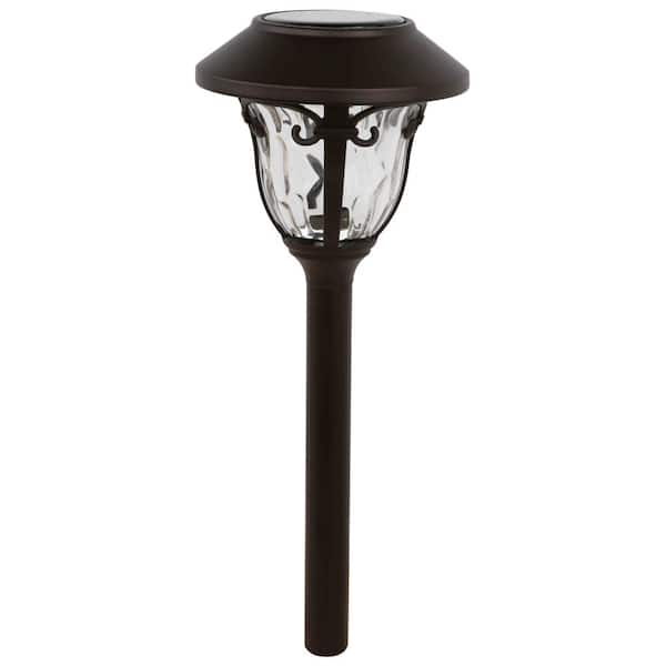 Trendscape Solar Bronze Outdoor Integrated LED 3000K Glass and Metal Landscape Pathway Light (4-Pack)