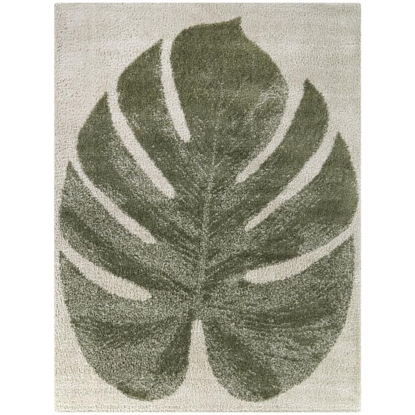 Peres Green 5 ft. x 7 ft. Floral Area Rug