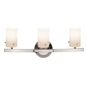 Classical 3 Light Chrome Vanity Light with Opal Glass Shade