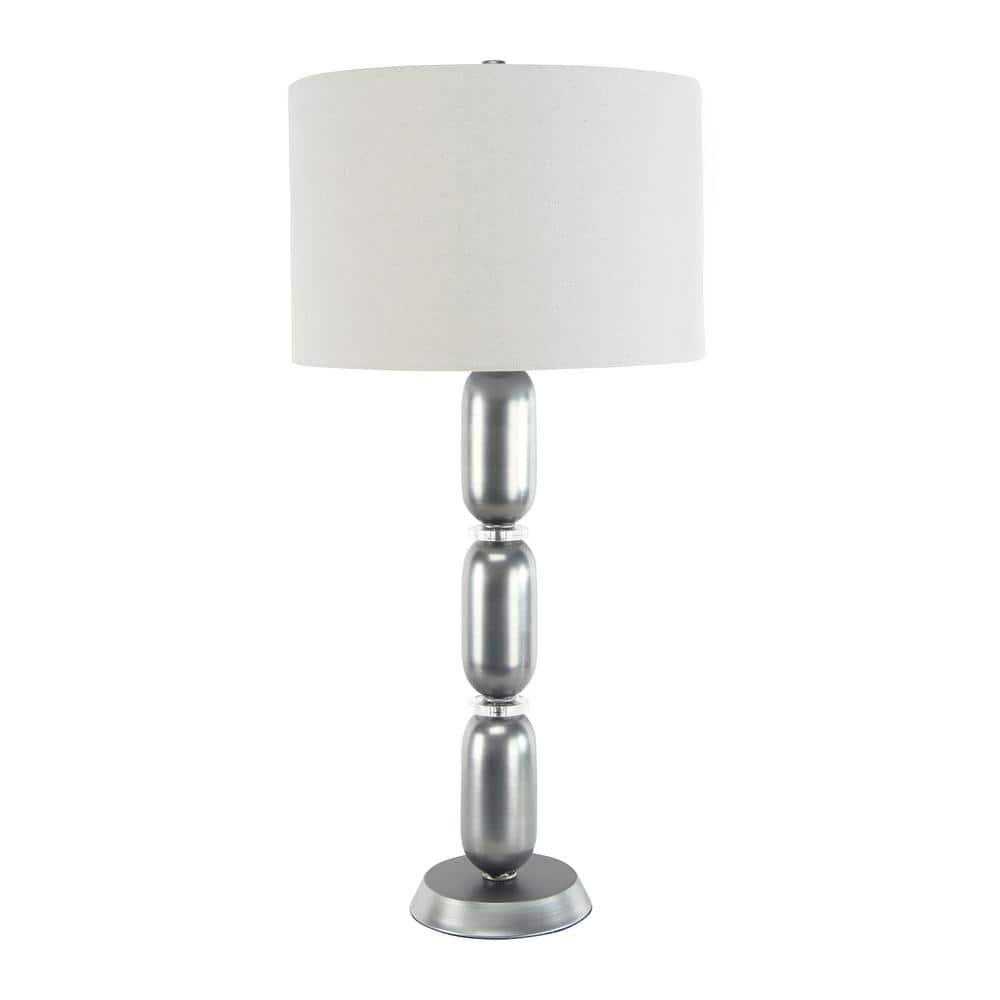 32.75 in. Silver Metal and Glass Table Lamp with Linen Shade price history on PriceWatchPro