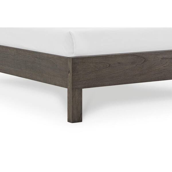 Benjara Yee Gray Wood Frame Queen Panel Bed with Cut Out