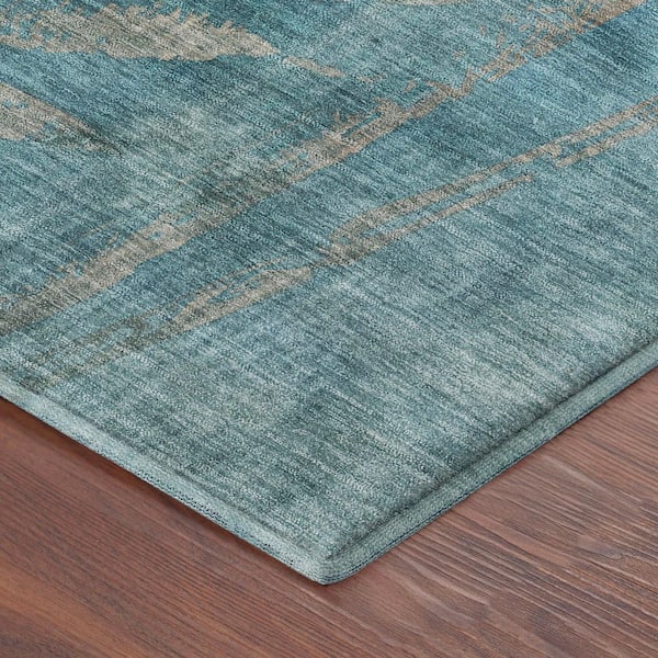 Mayfield Premium Machine Washable Abstract AMF2222 Seafoam 10 ft. x 14 ft. Area Rug
