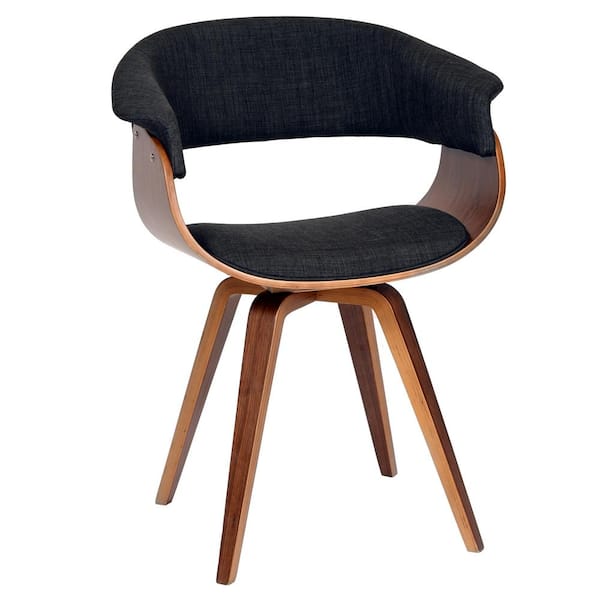 Armen Living Summer Modern Dining Chair In Charcoal Fabric and Walnut Wood