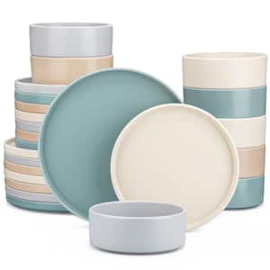 24-Piece Modern Assorted Colors Stoneware Dinnerware Set Service for 8