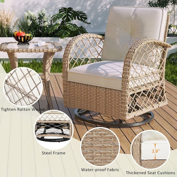 Wicker Piece Lounge Chair Set Devoko 3-Piece Outdoor Wicker Patio