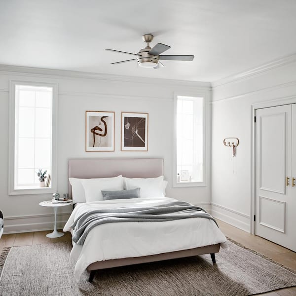 Starkk 42 in. Indoor Brushed Nickel Downrod Mount Ceiling Fan with Integrated LED with Pull Chain