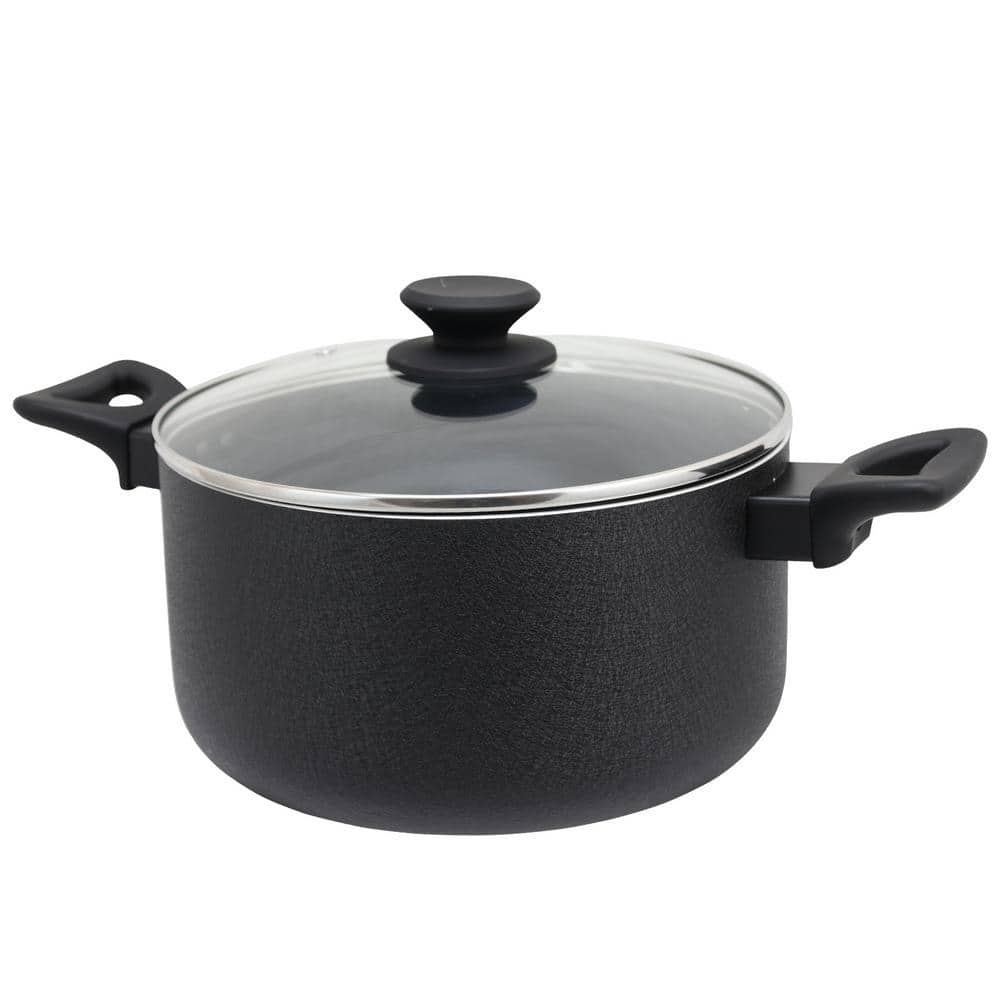 Oster Clairborne 6 qt. Round Aluminum Nonstick Dutch Oven in Charcoal Gray  with Glass Lid 985105875M - The Home Depot