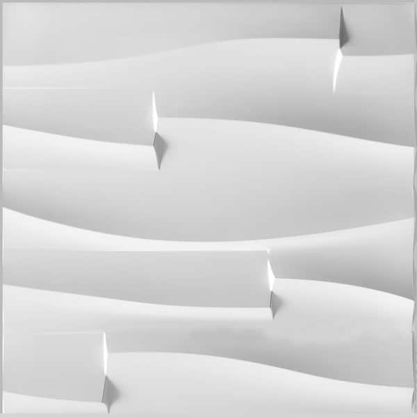 Dundee Deco Falkirk Ross 2/25 in. x 19.7 in. x 19.7 in. White PVC Stripes 3D Decorative Wall