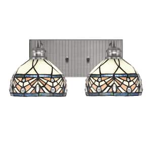 Albany 16 in. 2-Light Brushed Nickel Vanity Light with Royal Merlot Art Glass Shades