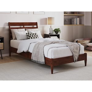 Savannah Walnut Brown Solid Wood Frame Twin XL Low Profile Platform Bed