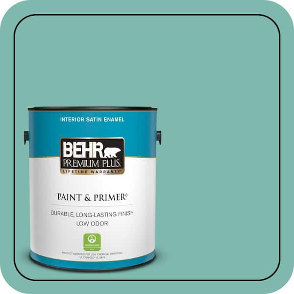 BEHR PREMIUM PLUS 1 gal. #490D-5 Winter Surf Satin Enamel Low Odor Interior Paint & Primer