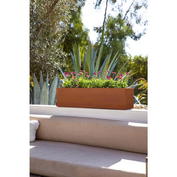 Trough 36 in. Rust Corten Steel Metal Window Box Planter