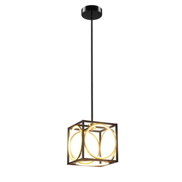 1 light Black Modern LED Pendant Light with 42 Inches Adjustable Suspender