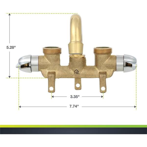 Lukvuzo Dual-Handle Utility Faucet in Chrome Rough Brass
