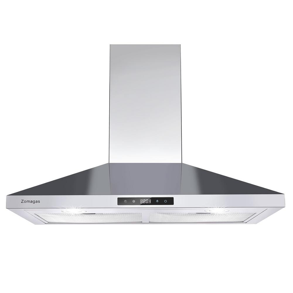 Flynama 30 in. 450 CFM Convertible Wall Mount Touch Panel Kitchen Range Hood in Silver