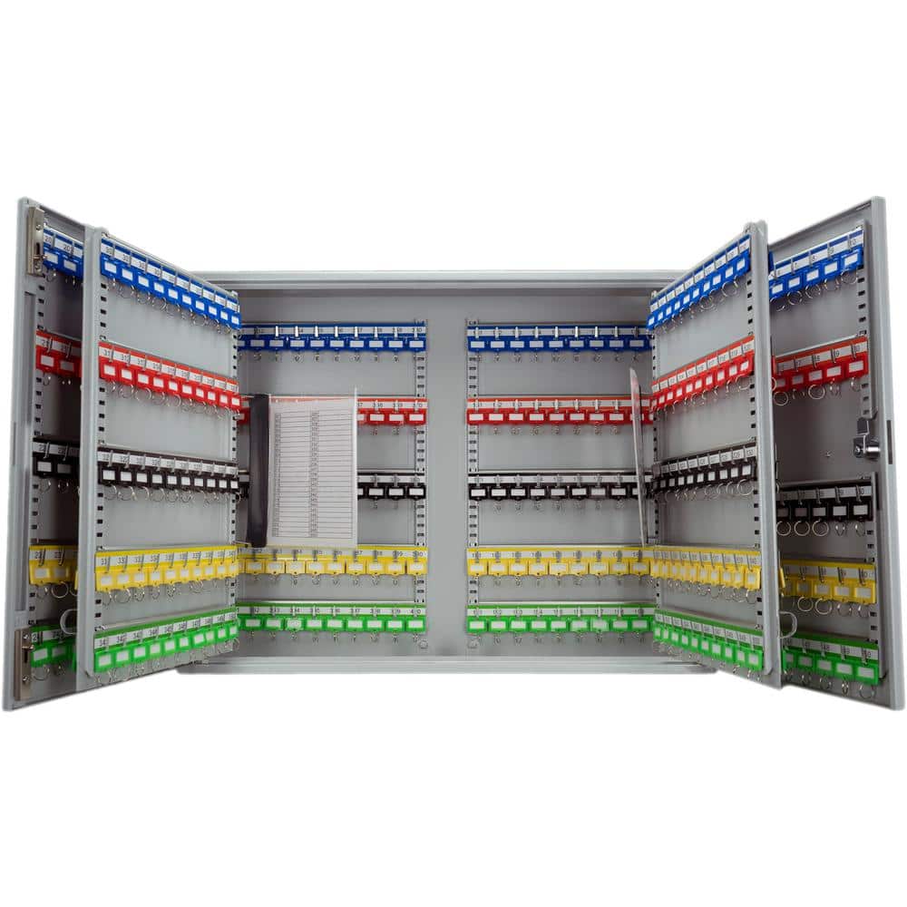Gray Steel Adjustable Key Lock Box with Digital Keypad, 400 Keys