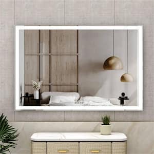 60 in. W x 40 in. H Rectangular Aluminum Framed LED Lighted Wall Mounted Bathroom Vanity Mirror with Dimmable Bright
