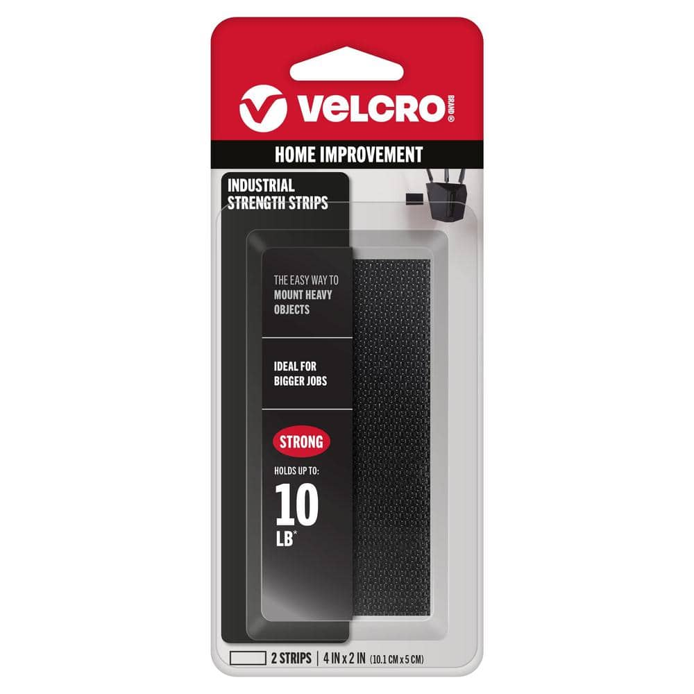 VELCRO 4 in. x 2 in. Industrial Strength Strips in Black (2-Pack) 90199 ...