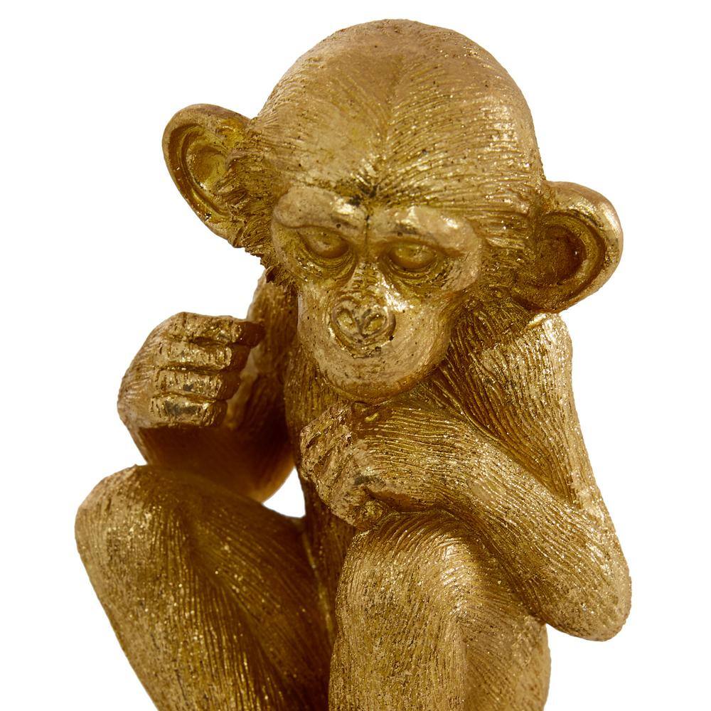 Gold Polystone See No Evil Monkey Sculpture Set of 3