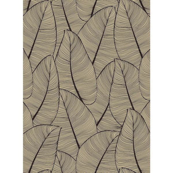 Modern Metallic Leaf Gold and Black Vinyl Peel and Stick Strippable Wallpaper Roll (Cover 30.75 sq. ft. )