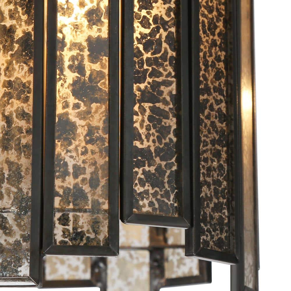 Matte Black Linear Mercury Glass Cylinder LED Island Light