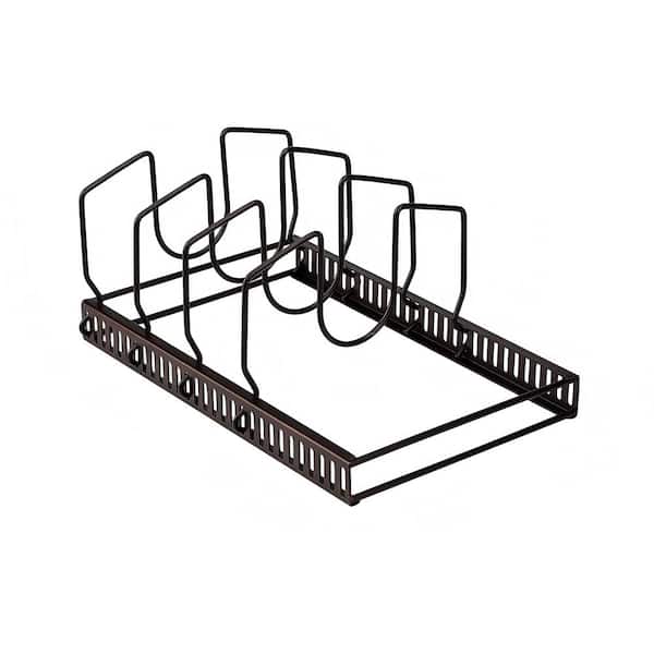 Pot Lids Organizer Rack, Lids and Bakeware Organizer Rack Holder with 7 Adjustable Compartments, Drawer Organizer, Brown