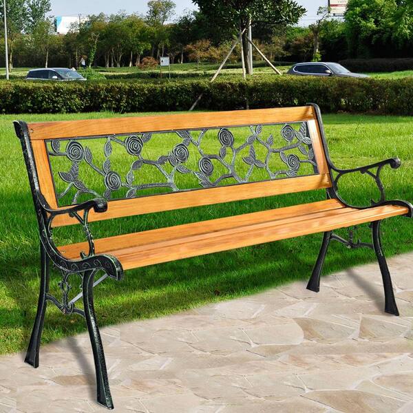 Garden Bench Park Yard Outdoor Furniture Steel Frame Porch Patio Chair New 45" 