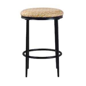 24 in. Yellow Print Backless Metal Frame Cushioned Bar Stool with Upholstery seat (Set of 1)