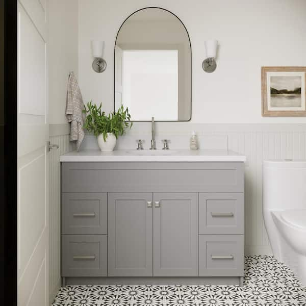 ARIEL Hamlet 49 in. W x 22 in. D x 36 in. H Bath Vanity in Grey with ...