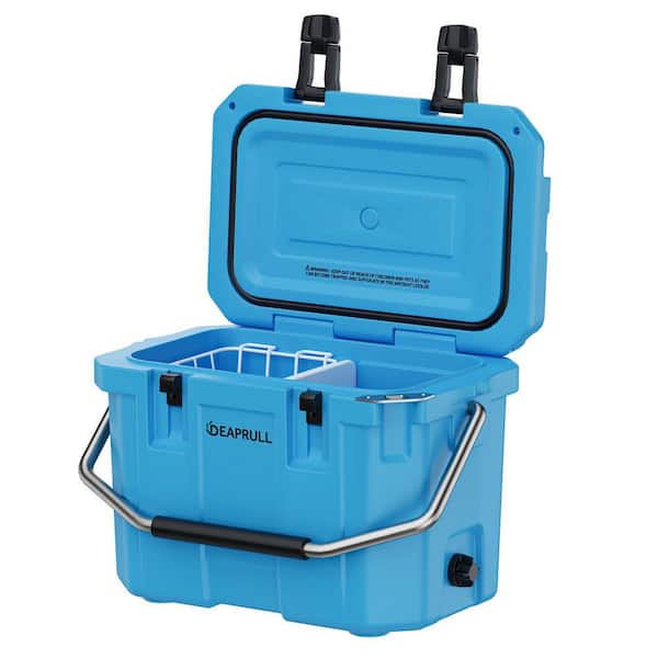 Light Blue 30 qt. Portable Chest Cooler with Lid Lock Handle, Double Latches, Bottle Opener for Camping and Beach