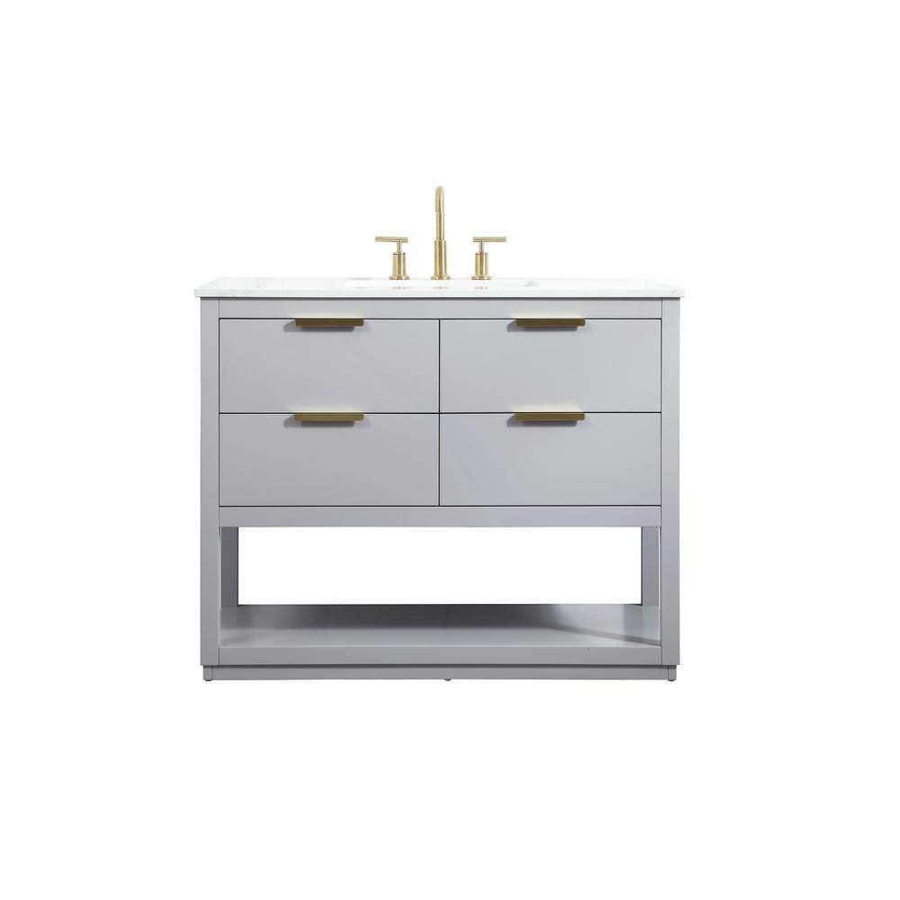 Timeless Home 42 in. W Single Bath Vanity in Grey with Engineered Stone Van
