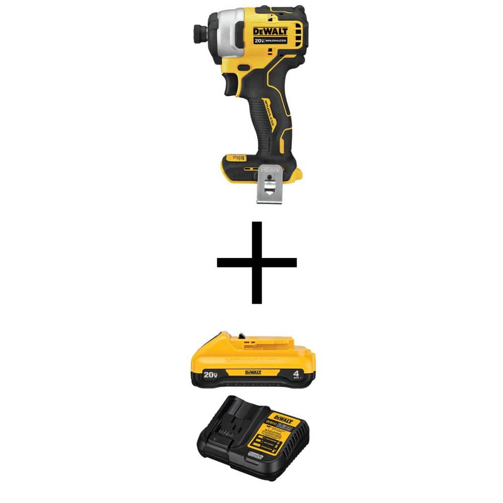 alene polet virkelighed DEWALT ATOMIC 20V MAX Cordless Brushless Compact 1/4 in. Impact Driver with  20V 4.0Ah Compact Battery & 12V to 20V MAX Charger DCF809BW240C - The Home  Depot