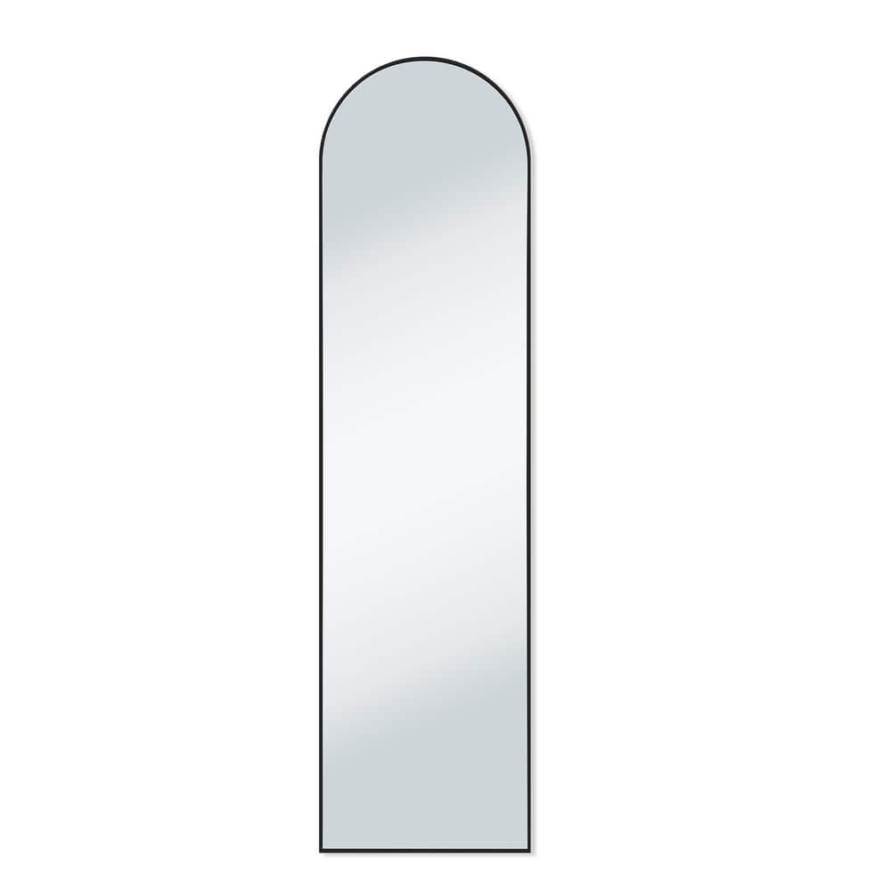 16 in. W x 59 in. H Rectangular Arched Black Aluminum Alloy Framed Full Len
